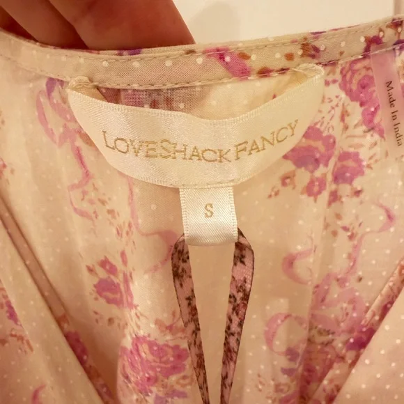 LoveShackFancy Pink & Cream Floral Midi Dress - Picture 4 of 8